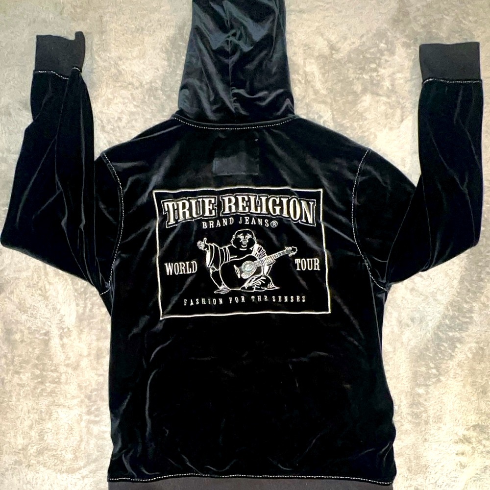 True Religion Velour Big T Zip Hoodie